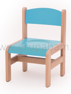 Krzesełko bukowe wys. 31 jasnoniebieskie, z plastikowymi zaślepkami