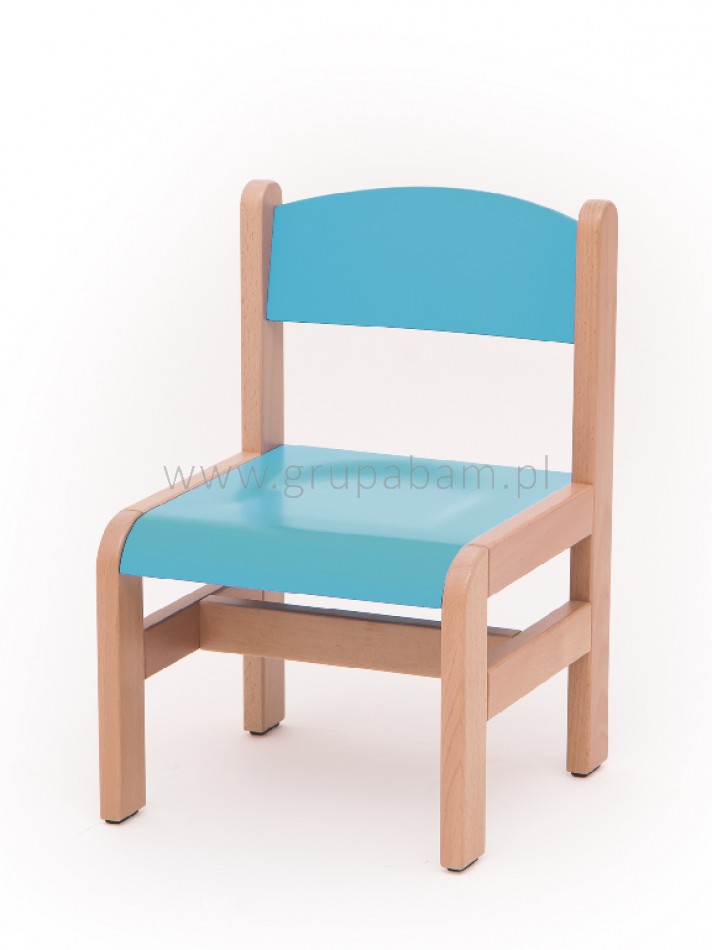 Krzesełko bukowe wys. 31 cm jasnoniebieskie, z filcowymi zaślepkami