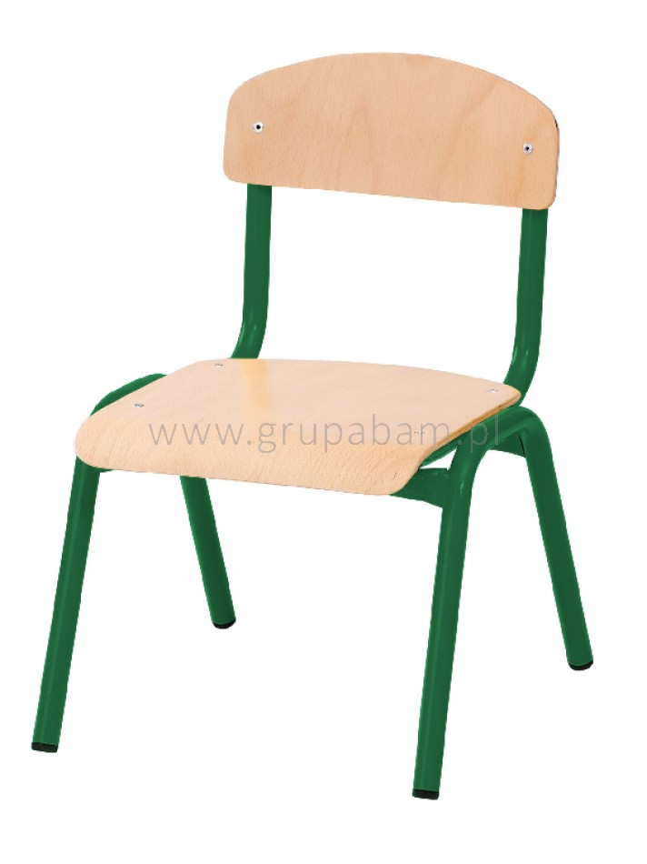 Krzesło rozm. 0 wys. 21 cm, zielone z plastikowymi ślizgaczami