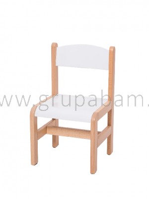 Krzesełko bukowe wys. 31 cm białe, z filcowymi zaślepkami