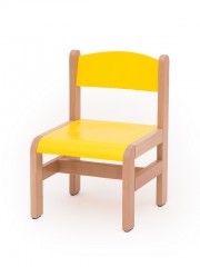 Krzesełko bukowe wys. 35 cm żółty pastel, z filcowymi zaślepkami