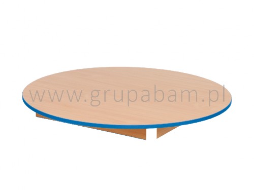 Blat bukowego stołu okrągłego, śr. 100 cm, niebieskie obrzeże