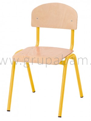 Krzesło rozm. 1 wys. 26 cm, żółte z plastikowymi ślizgaczami