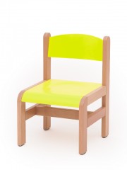 Krzesełko bukowe wys. 35 cm limonka, z filcowymi zaślepkami