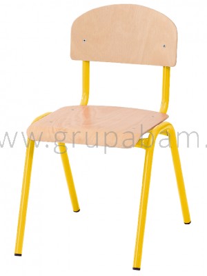 Krzesło rozm. 2 wys. 31 cm, żółte z plastikowymi ślizgaczami