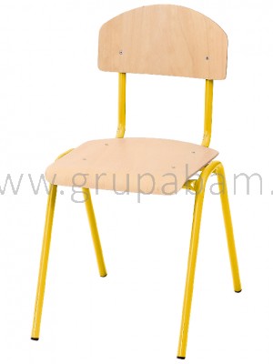 Krzesło  wys. 35 cm, żółte z plastikowymi ślizgaczami