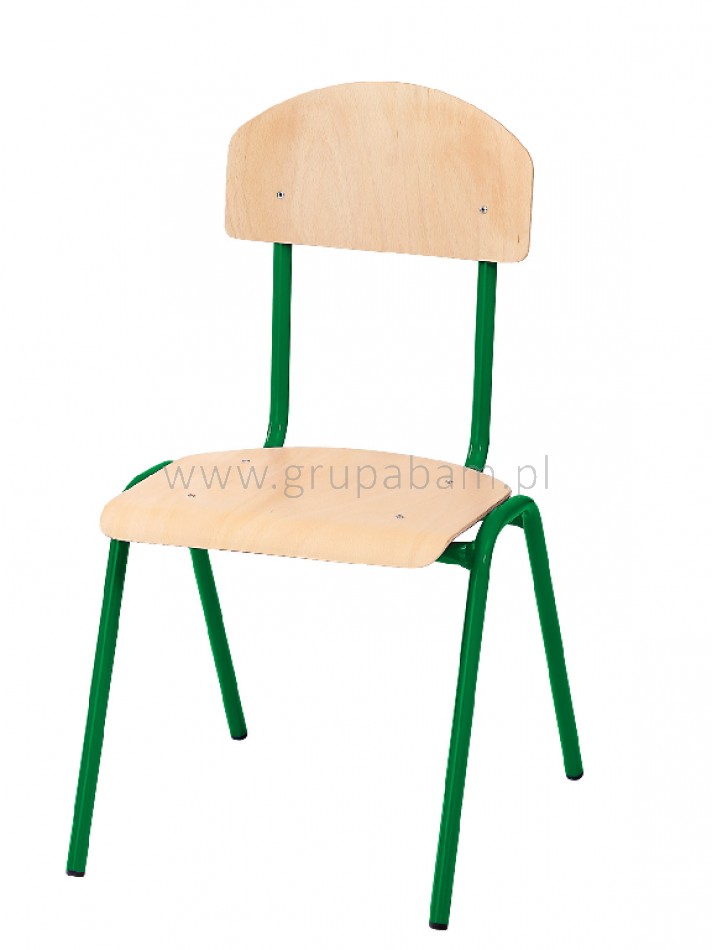 Krzesło rozm. 4 wys. 38 cm, zielone z plastikowymi ślizgaczami