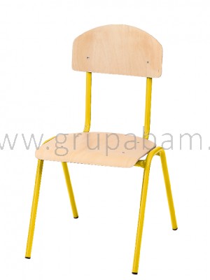 Krzesło rozm. 4 wys. 38 cm, żółte z plastikowymi ślizgaczami
