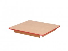 Blat bukowego stołu kwadratowego, czerwone obrzeże