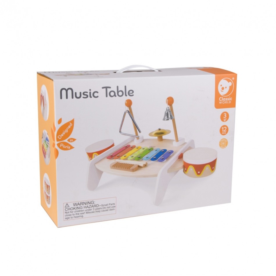 CLASSIC WORLD Zestaw Instrumenty Muzyczne dla Dzieci Ksylofon Tarka Cymbałki Bębenki Talerz Pałeczki