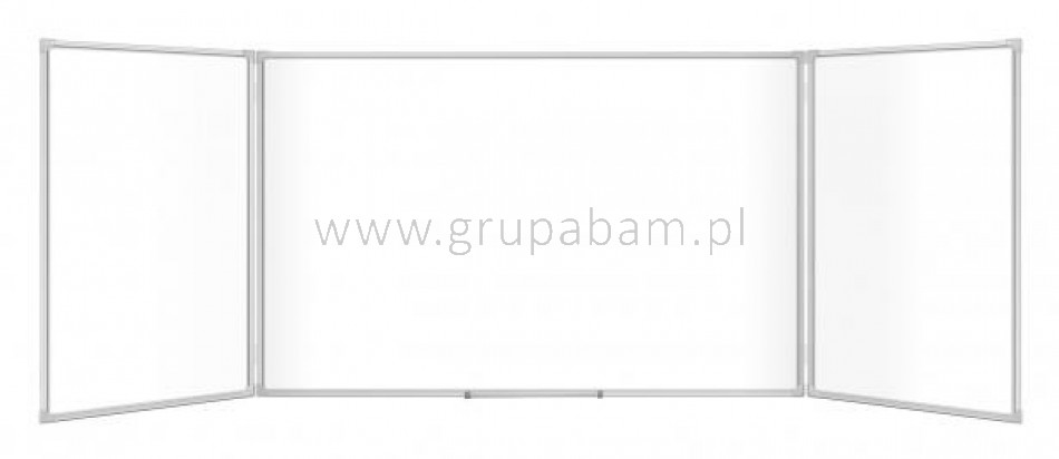 Tablica tryptyk, suchościeralno-magnetyczna, biała w aluminiowej ramie z półką 1200x900