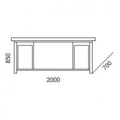 Stół warsztatowy z dwoma szafkami uchylnymi  2000x700x850