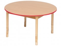 Stół okrągły 100 cm z prostymi dokrętkami czerwony