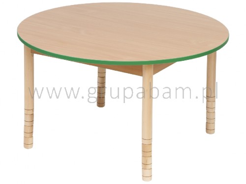 Stół okrągły 100 cm z prostymi dokrętkami zielony