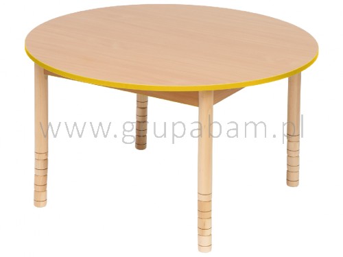 Stół okrągły 100 cm z prostymi dokrętkami żółty