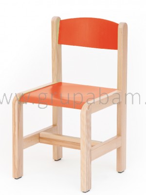 Krzesełko bukowe wys. 31 cm, czerwone z plastikowymi zaślepkami