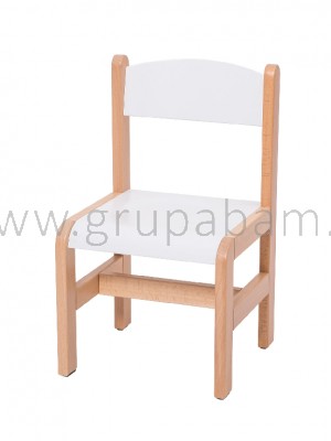 Krzesełko bukowe wys. 35 cm białe, z plastikowymi zaślepkami