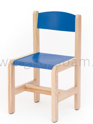 Krzesełko bukowe wys. 31 cm niebieskie, z plastikowymi zaślepkami