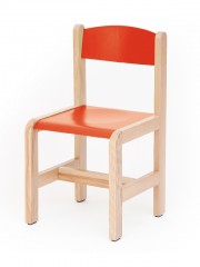 Krzesełko bukowe wys.35 cm czerwone, z filcowymi zaślepkami