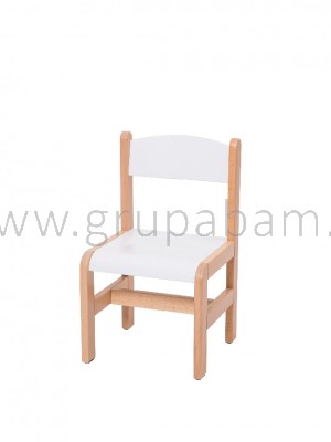 Krzesełko bukowe wys. 26 cm, białe, z plastikowymi zaślepkami