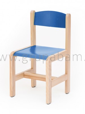 Krzesełko bukowe wys.35 cm niebieskie, z filcowymi zaślepkami