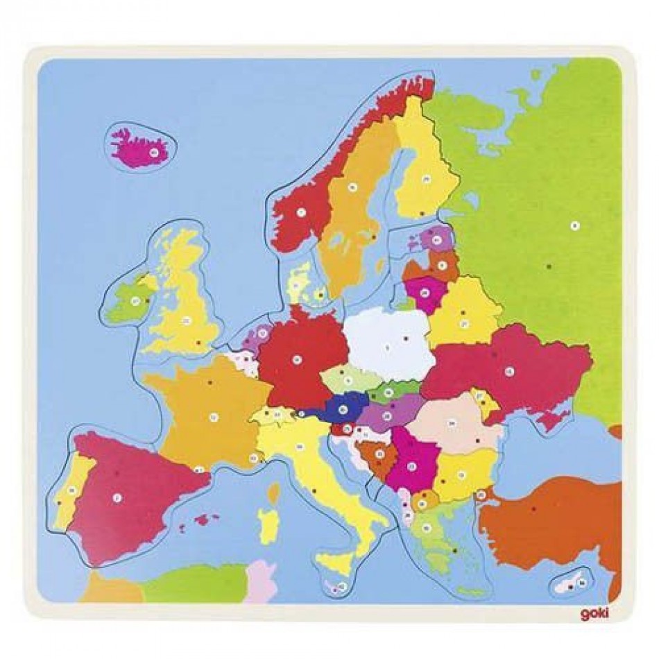 Mapa Europy, drewniana układanka - puzzle, Goki®