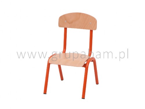 Krzesło rozm. 0 wys. 21 cm, pomarańczowe z plastikowymi ślizgaczami