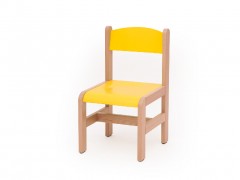 Krzesełko bukowe wys. 31 cm żółty pastel, z plastikowymi zaślepkami