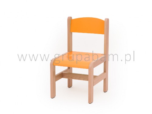 Krzesełko bukowe wys. 31 cm pomarańczowe, z plastikowymi zaślepkami