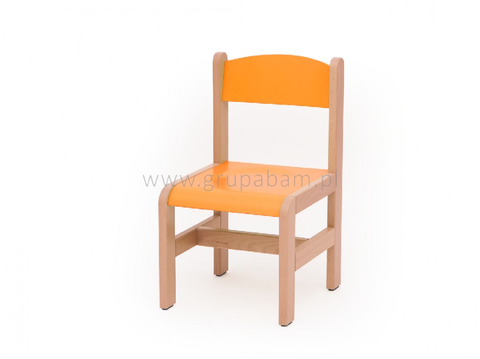 Krzesełko bukowe wys. 31 cm pomarańczowe, z plastikowymi zaślepkami