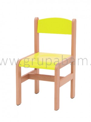 Krzesełko bukowe wys. 35 cm limonka, z plastikowymi zaślepkami
