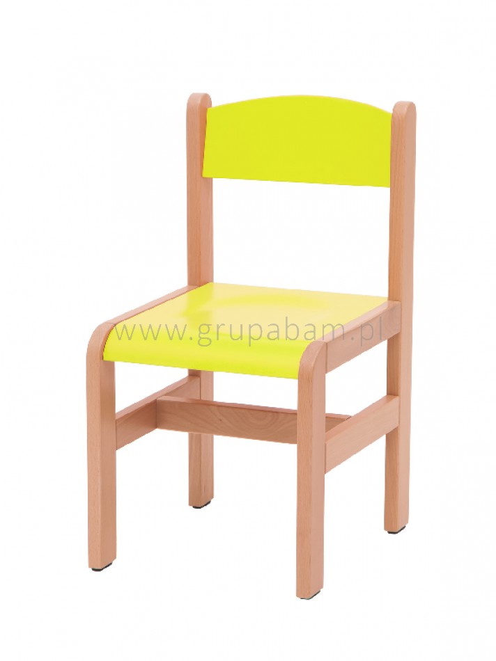 Krzesełko bukowe wys. 35 cm limonka, z plastikowymi zaślepkami