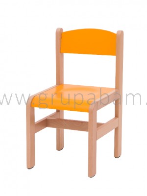 Krzesełko bukowe wys. 35 cm pomarańczowe, z plastikowymi zaślepkami