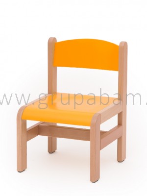 Krzesełko bukowe wys. 26 cm pomarańczowe, z filcowymi zaślepkami
