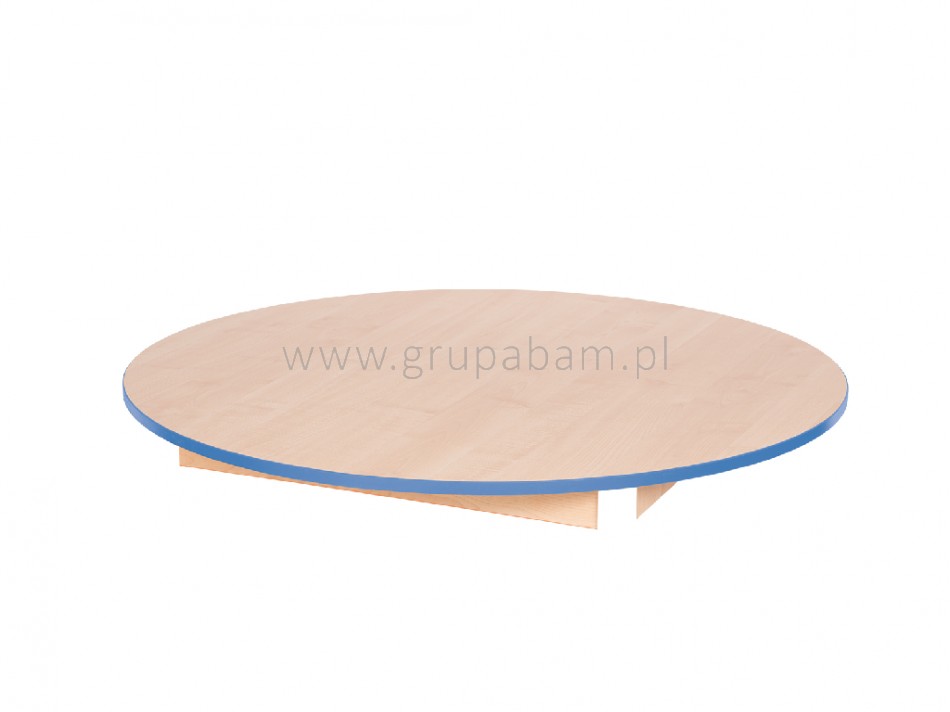 Blat klonowego stołu okrągłego śr. 100 cm, niebieskie pastelowe obrzeże