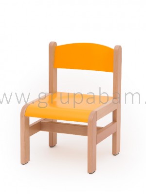 Krzesełko bukowe wys. 26 cm, pomarańczowe, z plastikowymi zaślepkami