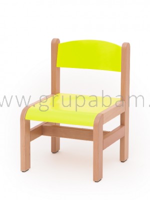 Krzesełko bukowe wys. 26 cm limonka, z filcowymi zaślepkami