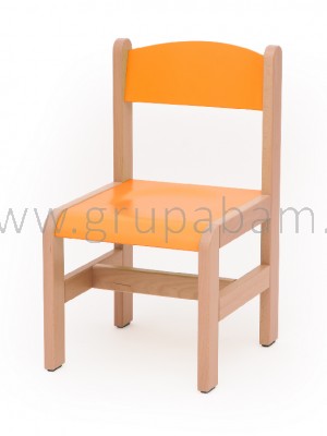 Krzesełko bukowe wys. 31 cm pomarańczowe, z filcowymi zaślepkami